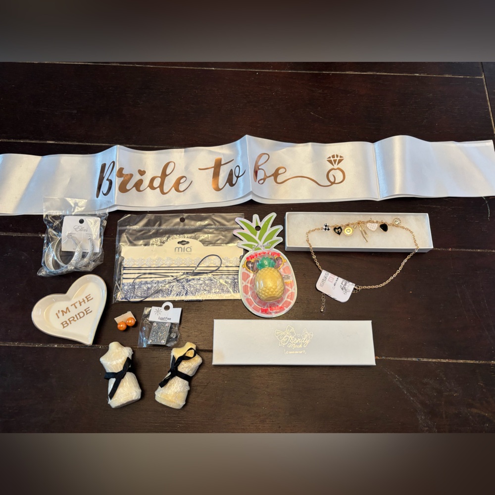 Bride To Be bridal package set bundle gifts party sash jewelry cross charm lace